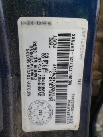 Photo 10 from auction – 2004 TOYOTA COROLLA MA with VIN 2T1KR32E34C786896