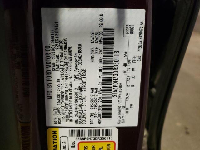 Photo 10 from auction – 2013 FORD FUSION SE with VIN 3FA6P0H73DR350113