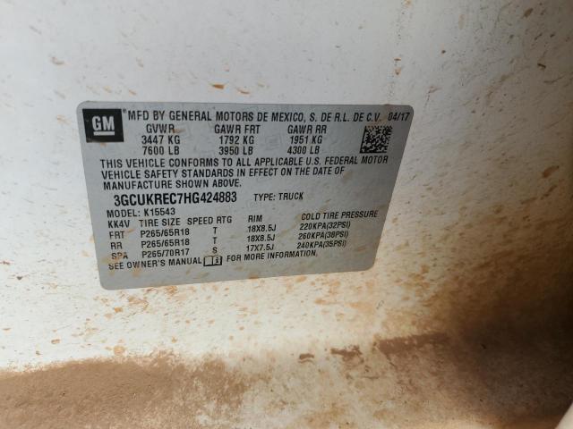 Photo 10 from auction – 2017 CHEVROLET SILVERADO with VIN 3GCUKREC7HG424883
