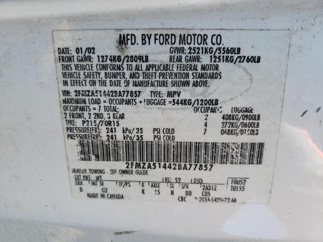 Photo 10 from auction – 2002 FORD WINDSTAR L with VIN 2FMZA51442BA77857