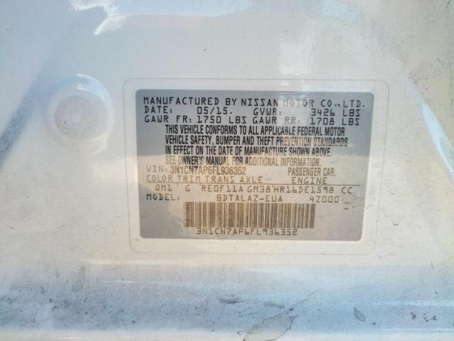 Photo 10 from auction – 2015 NISSAN VERSA S with VIN 3N1CN7AP6FL936352