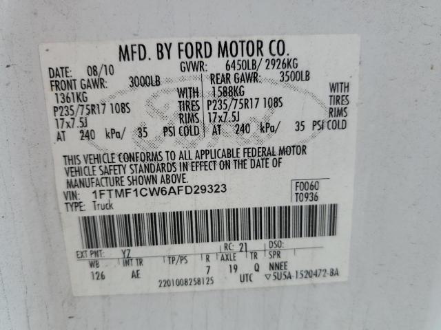 Photo 10 from auction – 2010 FORD F150 with VIN 1FTMF1CW6AFD29323