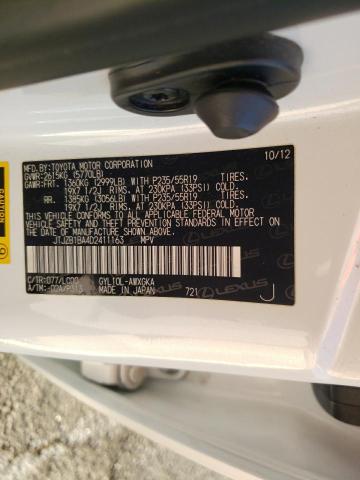 Photo 10 from auction – 2013 LEXUS RX 450H with VIN JTJZB1BA4D2411163