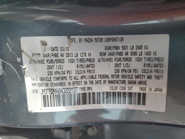 Photo 10 from auction – 2010 MAZDA CX-9 with VIN JM3TB2MA8A0222137