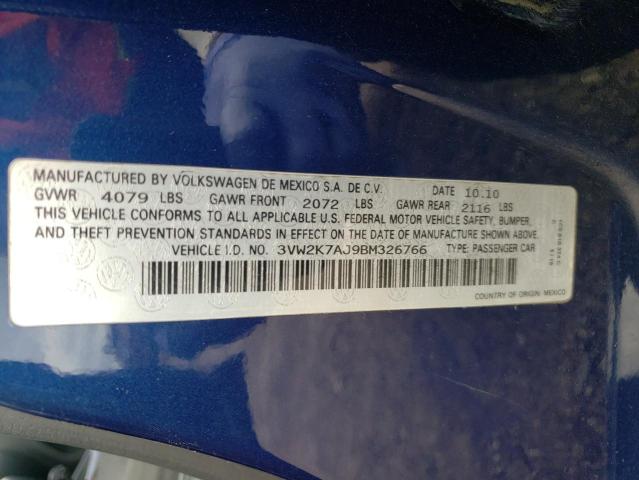Photo 10 from auction – 2011 VOLKSWAGEN JETTA BASE with VIN 3VW2K7AJ9BM326766