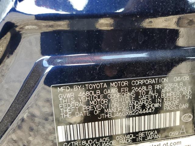 Photo 10 from auction – 2008 LEXUS ES 350 with VIN JTHBJ46GX82244447