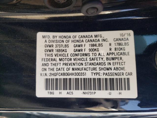 Photo 10 from auction – 2017 HONDA CIVIC LX with VIN 2HGFC4B06HH300351