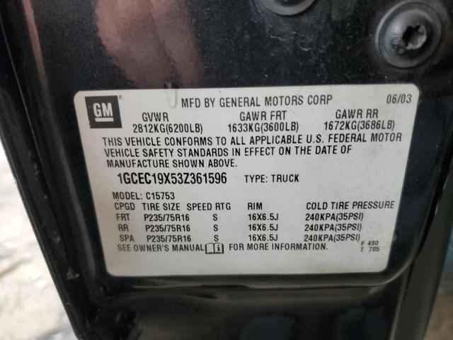 Photo 10 from auction – 2003 CHEVROLET SILVERADO2 with VIN 1GCEC19X53Z361596
