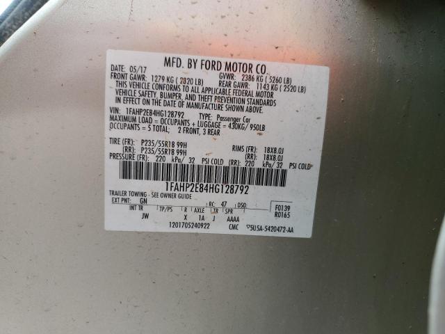 Photo 10 from auction – 2017 FORD TAURUS SEL with VIN 1FAHP2E84HG128792