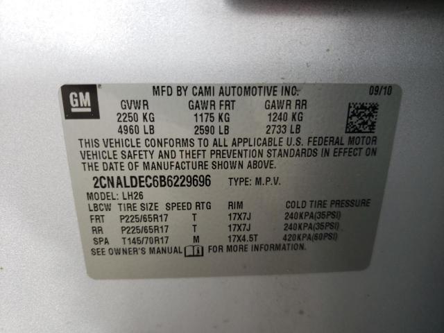 Photo 10 from auction – 2011 CHEVROLET EQUINOX LT with VIN 2CNALDEC6B6229696