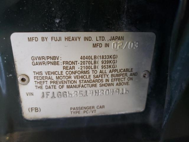 Photo 10 from auction – 2004 SUBARU IMPREZA OU with VIN JF1GG68514H804916