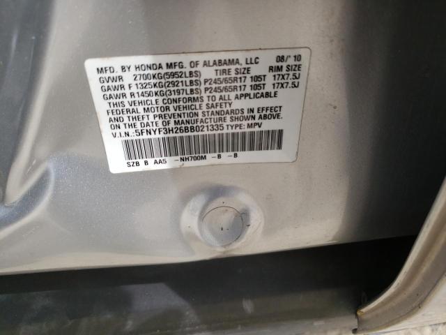 Photo 10 from auction – 2011 HONDA PILOT LX with VIN 5FNYF3H26BB021335