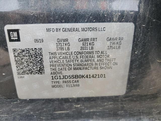 Photo 10 from auction – 2019 CHEVROLET SONIC LT with VIN 1G1JD5SB0K4142101