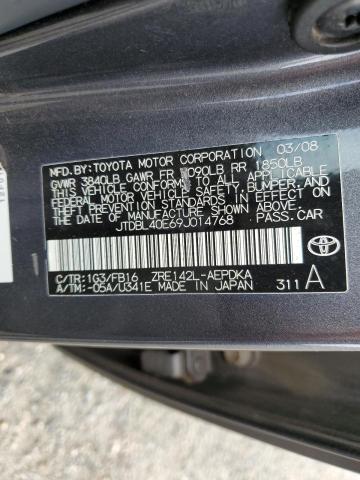 Photo 10 from auction – 2009 TOYOTA COROLLA BA with VIN JTDBL40E69J014768