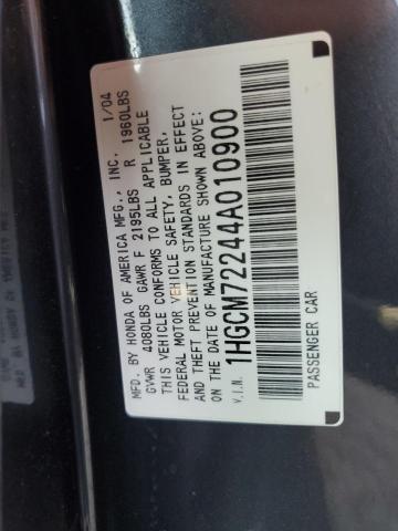 Photo 10 from auction – 2004 HONDA ACCORD with VIN 1HGCM72244A010900