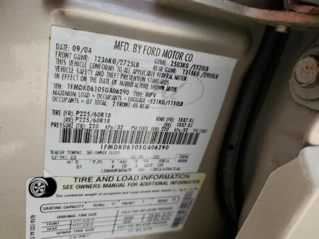Photo 10 from auction – 2005 FORD FREESTYLE with VIN 1FMDK06105GA06290