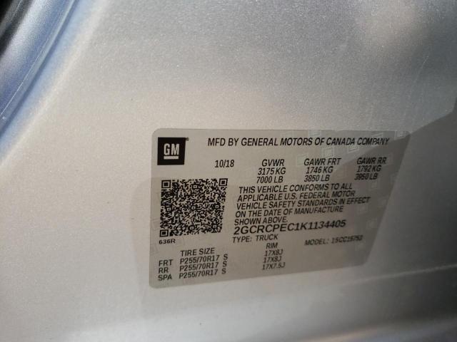 Photo 10 from auction – 2019 CHEVROLET SILVERADO with VIN 2GCRCPEC1K1134405