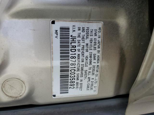 Photo 10 from auction – 2001 HONDA CR-V SE with VIN JHLRD18781C035892