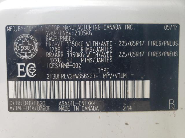Photo 10 from auction – 2017 TOYOTA RAV4 LE with VIN 2T3BFREV3HW656233