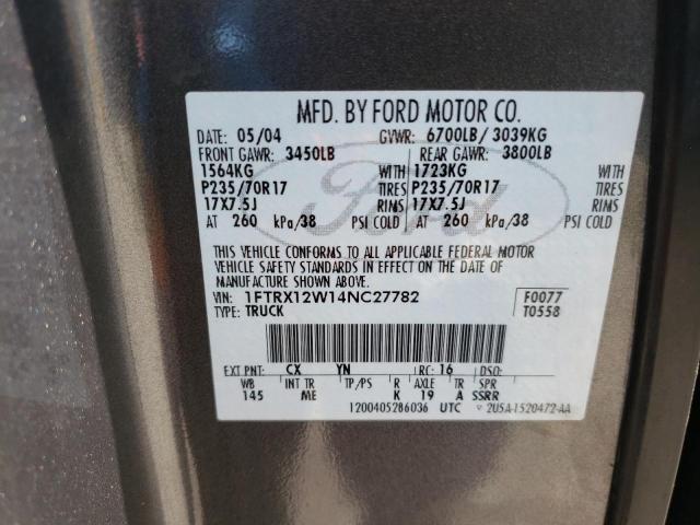 Photo 10 from auction – 2004 FORD F150 with VIN 1FTRX12W14NC27782