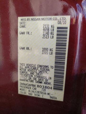 Фото 10 с аукциона – 2011 NISSAN MAXIMA S с VIN 1N4AA5AP8BC803804