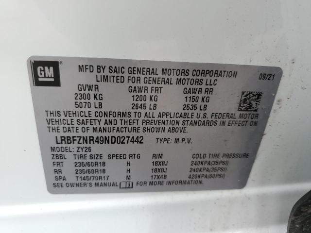 Photo 10 from auction – 2022 BUICK ENVISION E with VIN LRBFZNR49ND027442