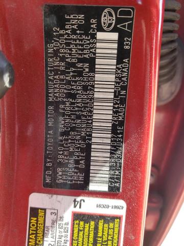 Photo 10 from auction – 2013 TOYOTA COROLLA BA with VIN 2T1BU4EE2DC967908