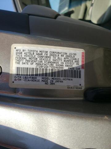 Photo 10 from auction – 2000 TOYOTA CAMRY CE with VIN JT2BF22K7Y0246999