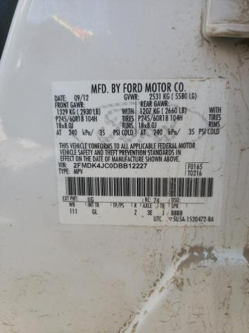Photo 10 from auction – 2013 FORD EDGE SEL with VIN 2FMDK4JC0DBB12227