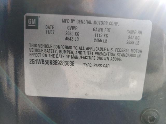 Photo 10 from auction – 2008 CHEVROLET IMPALA LS with VIN 2G1WB58K889285838