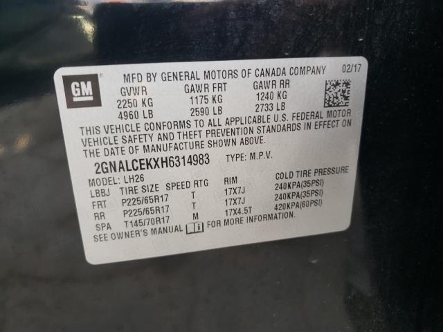 Photo 10 from auction – 2017 CHEVROLET EQUINOX LT with VIN 2GNALCEKXH6314983