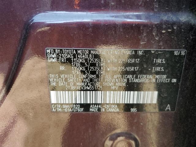 Photo 10 from auction – 2017 TOYOTA RAV4 LE with VIN 2T3BFREV3HW551725