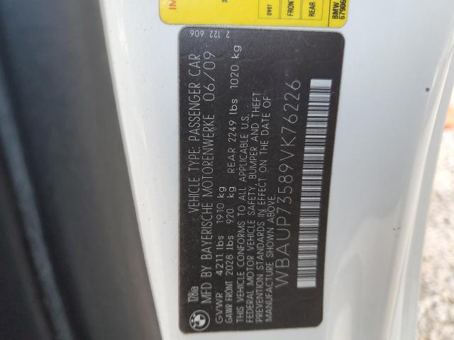 Photo 10 from auction – 2009 BMW 128 I with VIN WBAUP73589VK76226