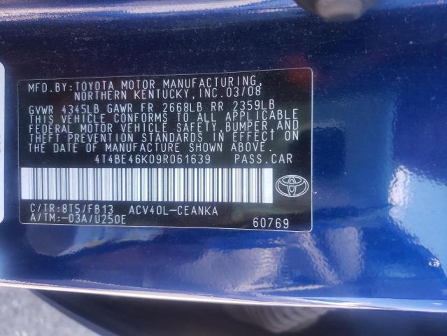 Photo 10 from auction – 2009 TOYOTA CAMRY BASE with VIN 4T4BE46K09R061639