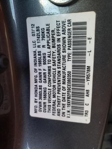 Photo 10 from auction – 2012 HONDA CIVIC LX with VIN 19XFB2F59CE080350