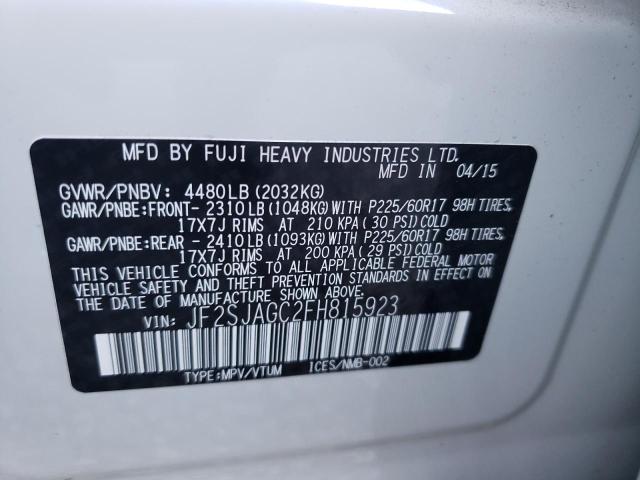 Photo 10 from auction – 2015 SUBARU FORESTER 2 with VIN JF2SJAGC2FH815923