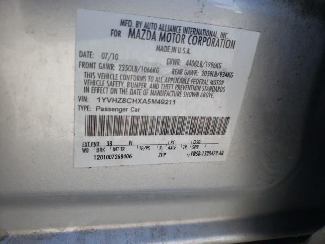 Photo 10 from auction – 2010 MAZDA 6 I with VIN 1YVHZ8CHXA5M49211