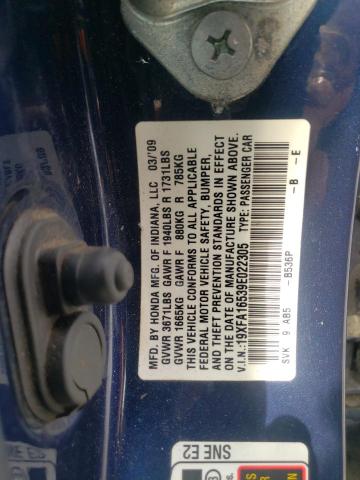 Photo 10 from auction – 2009 HONDA CIVIC LX with VIN 19XFA16539E022305