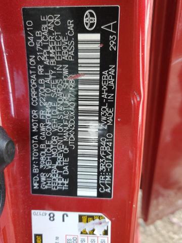 Photo 10 from auction – 2010 TOYOTA PRIUS with VIN JTDKN3DUXA0171980