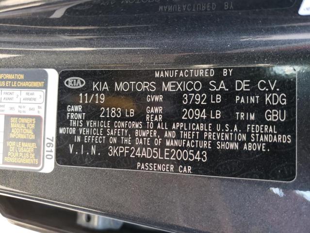 Photo 10 from auction – 2020 KIA FORTE FE with VIN 3KPF24AD5LE200543