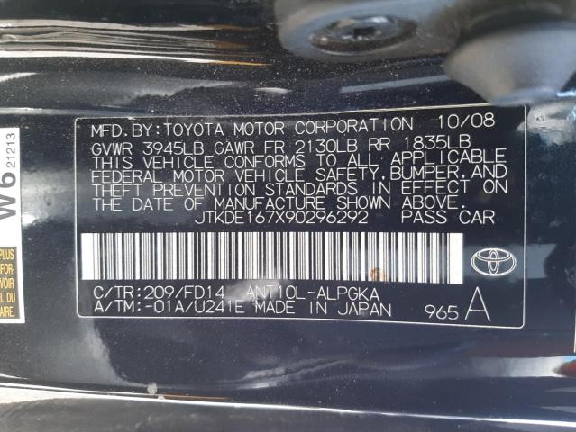Photo 10 from auction – 2009 TOYOTA SCION TC with VIN JTKDE167X90296292