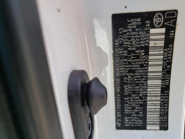 Photo 10 from auction – 2014 TOYOTA COROLLA L with VIN 2T1BURHE7EC047430