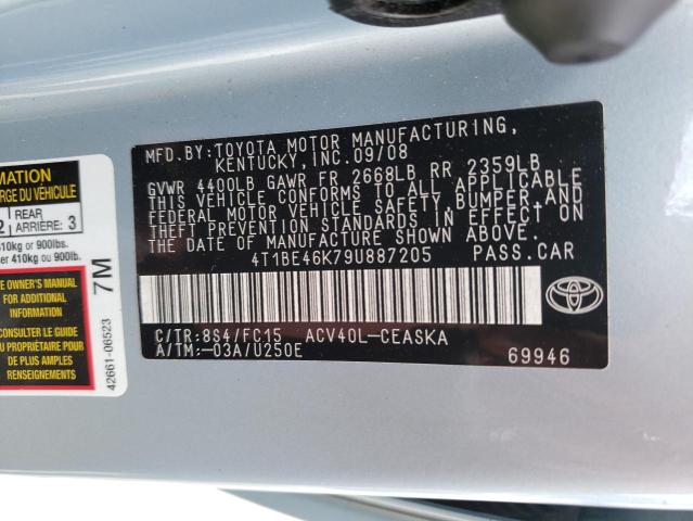 Photo 10 from auction – 2009 TOYOTA CAMRY BASE with VIN 4T1BE46K79U887205