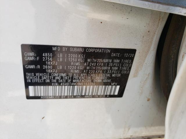 Photo 10 from auction – 2021 SUBARU OUTBACK LI with VIN 4S4BTANC6M3153250