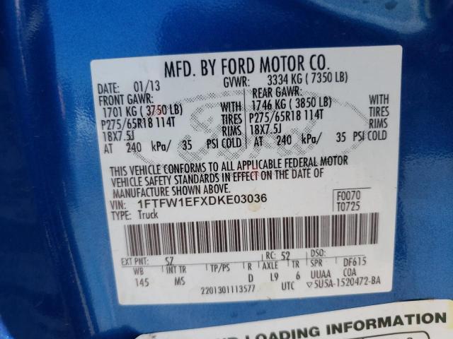 Photo 10 from auction – 2013 FORD F150 SUPER with VIN 1FTFW1EFXDKE03036