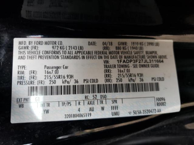 Photo 10 from auction – 2018 FORD FOCUS SE with VIN 1FADP3F27JL311664