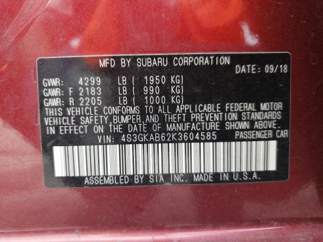 Photo 10 from auction – 2019 SUBARU IMPREZA with VIN 4S3GKAB62K3604585