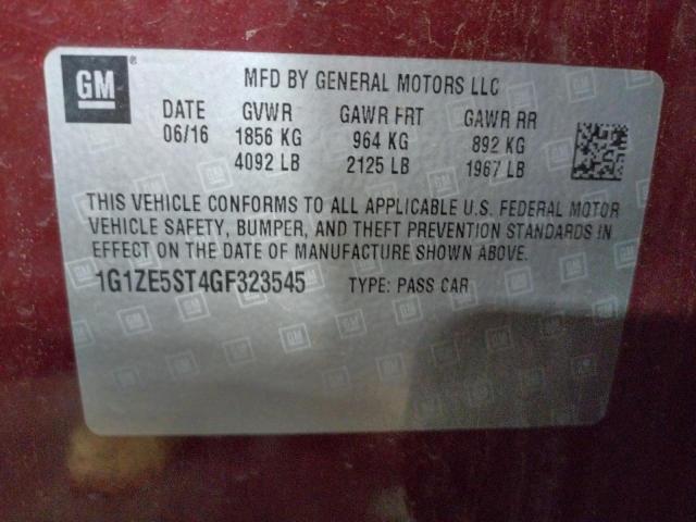 Photo 10 from auction – 2016 CHEVROLET MALIBU LT with VIN 1G1ZE5ST4GF323545