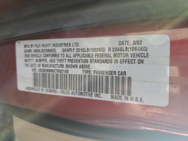 Photo 10 from auction – 2002 SUBARU LEGACY OUT with VIN 4S3BH686927652140