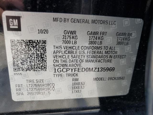 Photo 10 from auction – 2021 CHEVROLET SILVERADO with VIN 1GCPYFED0MZ135969